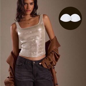 SHEIN Shimmering Gold Tank Top
